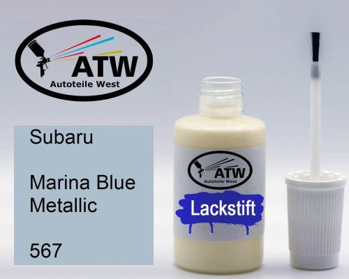 Subaru, Marina Blue Metallic, 567: 20ml Lackstift, von ATW Autoteile West.